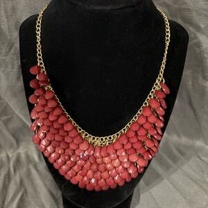 Red Bib Statement Necklace